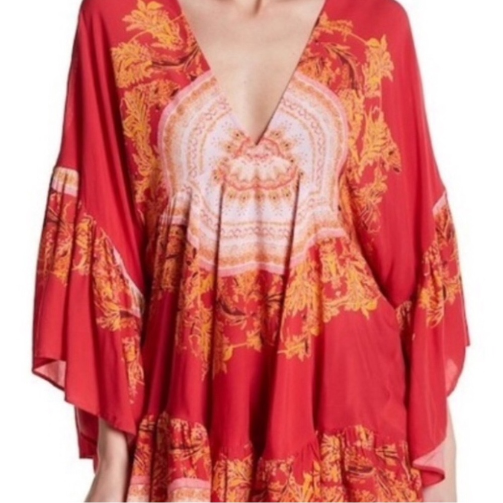 Free People Red and White Floral Tunic - Picture 4 of 13